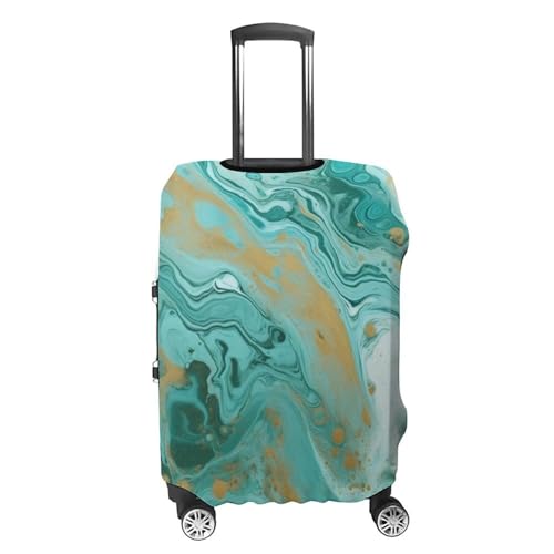 Teal And Gold Marble Luggage Cover Tsa Approved Suitcase Covers for Luggage Elastic Washable Suit Case Covers Anti-Scratch Travel Luggages Sleeve Suitcase Protector Fits 19-30 Inch Case(L)4