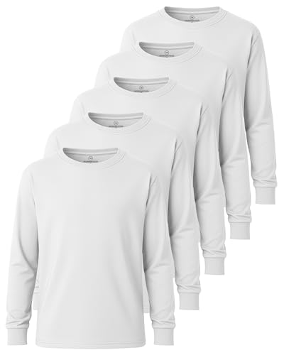 Image of 5 Pack Boys' Cotton Long Sleeve Jersey T Shirts Kids School Youth Tees