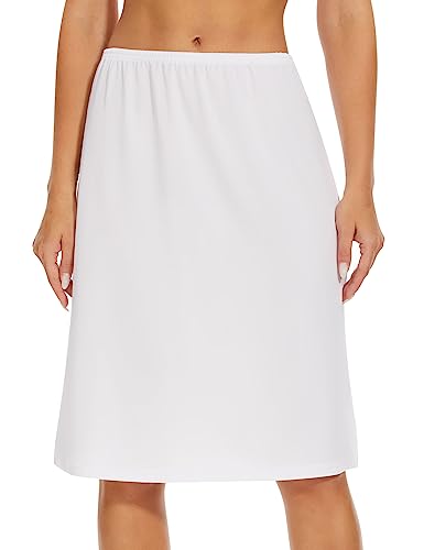 Image of MANCYFIT Half Slips for Women Underskirt Dress Extender Lace Trim Knee Length Midi Skirt