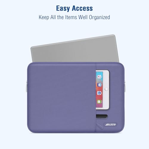 Image of MOSISO Laptop Case 15 inch, 15 inch Laptop Sleeve Compatible with MacBook Air 15 M4 A3241 M3 A3114 M2 A2941 2025 2024 2023,Dell XPS 15,Polyester Vertical Computer Sleeve Bag with Pocket, Lavender Gray