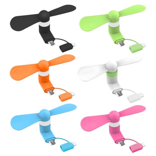 Cell Phone Fan for iPhone and Micro USB Cell Phone, Compatible for iPhone 4/5/6/6S/7/8 Plus, X, XS Max, XR, 11/12/13/14 Mini Plus Pro Max SE 2/3, Not for iPhone 15/16 and Latest Series (Color x6)