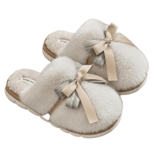 Nevka Fuzzy Slipper With Plush Bowknot Design Thickening Sole Non-slip Grip for Cozy Secure Steps Winter Comfort Redefined