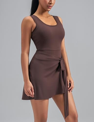 AJISAI Womens Summer Athletic Sleeveless Tennis Wrap Skirt Mini Dress Built in Shorts Golf Dress Workout Romper Skort2