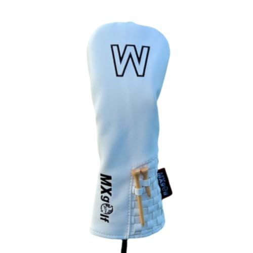 Golf Club Head Covers with 2 Golf Tees for Driver Fairway Woods Head Cover Wood Headcovers PU Golf for All Woods and Drivers (White, for Fairway)