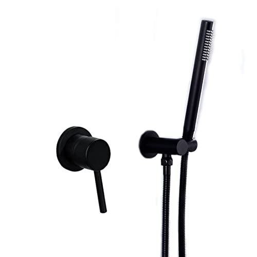 ZYCHSJXA Conjunto de grifería para Ducha y bañera con Ducha de Mano, grifería Monomando de latón para Agua fría y Caliente, Color Negro.