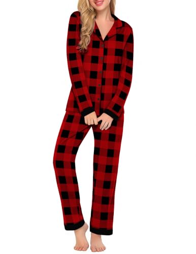 Ekouaer Womens PJ Set Long Sleeve Lounge Set Button Down Loungewear - image 1