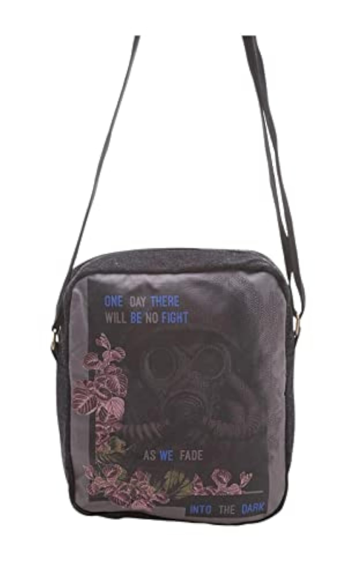 Fabric Black Denim Messenger Bag, 31 cms