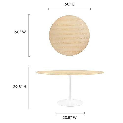 Image of Modway Lippa Dining Table, 60 inch, White Natural