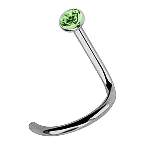 Tapón de Nariz de Titanio Espiral con Piedra Verde Claro Cover
