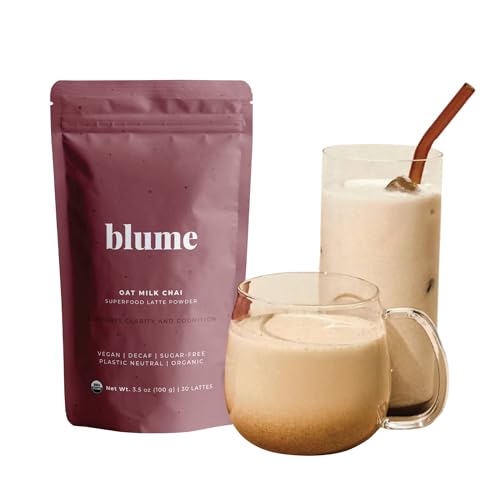 Blume Oat Milk Chai Latte – Organic Chai Source from India – Super Latte with Milk Thistle, Fennel and Ginger Root – Sugar-Free, Gluten-Free and Vegan – 30 Servings Blume Oat Milk Chai Latte – Organic Chai Source from India – Super Latte with Milk Thistle, Fennel and Ginger Root – Sugar-Free, Gluten-Free and Vegan – 30 Servings