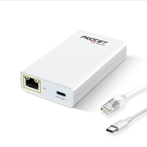 Adaptador Divisor PoE PROCET para Raspberry Pi 4 Model B, 15 W USB-C con Ethernet Gigabit, compatible con IEEE 802.3at miniatura 5