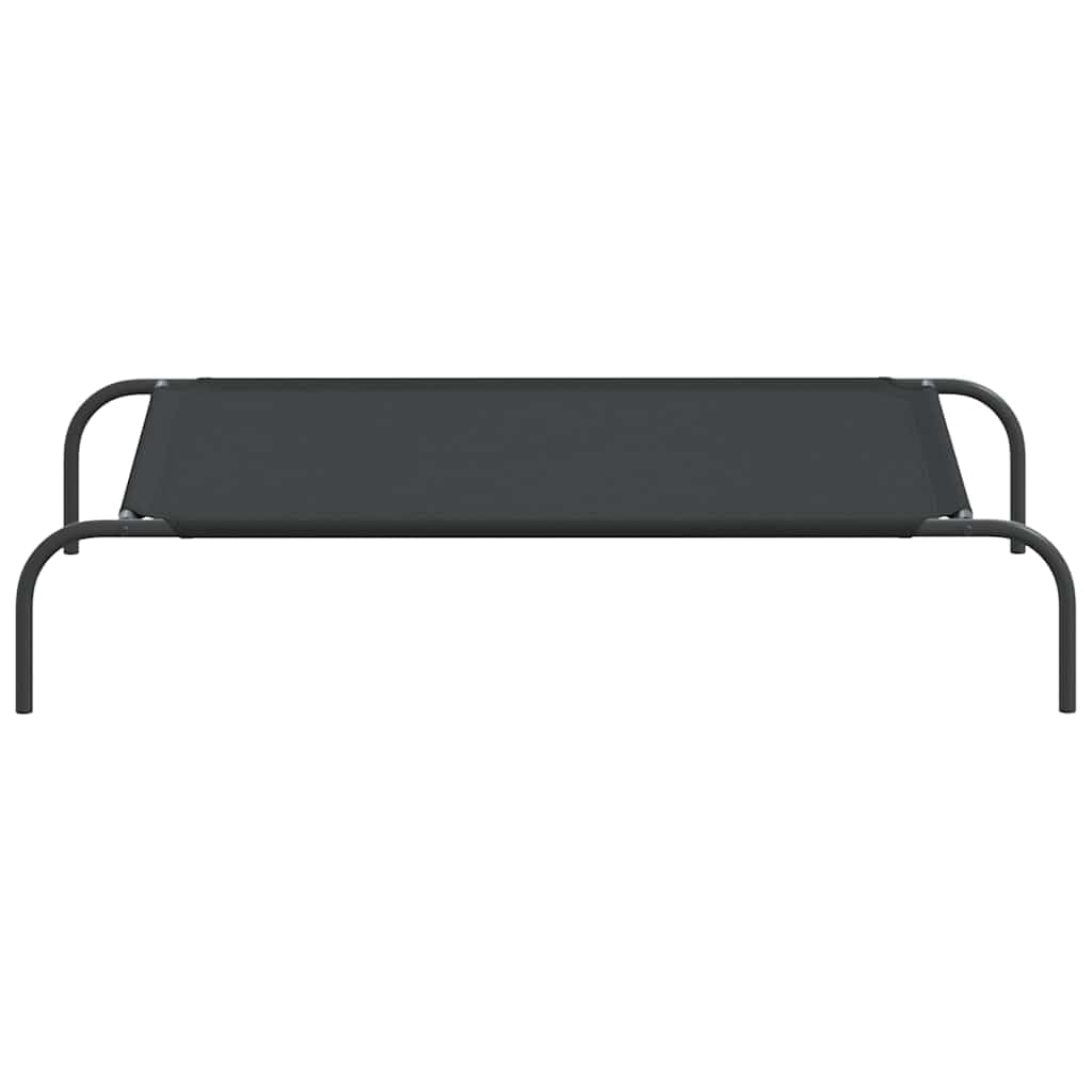 Podwyższone legowisko dla psa, czarne, 110 x 65 x 20 cm, tkanina Oxford i malowana proszkowo stalowa rama ze środkowymi nóżkami, przenośna sofa dla psa do odpoczynku w miejscu spania wewnątrz
