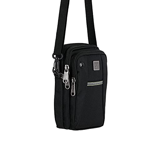 Image of Men's Nylon Traveler Sling or Mobile Pouch, Attach to The Waist Belt with 3 Zips and 3 Internal Pockets, Mini Carabiner