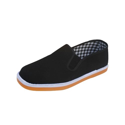 LinRim Zapatos de estilo tradicional chino de Beijing, zapatos de Kung Fu Tai Chi, zapatillas de estilo chino, suela de goma, unisex, entrenador Qigong, negro, ligero y transpirable, Negro , 36 EU