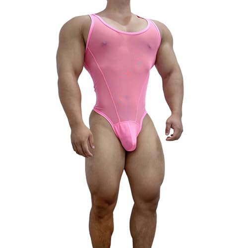 JOCKMAIL Men’s Sheer Mesh Bodysuit Sexy One-Piece Thong Underwear See-Through Breathable Transparent Tank3