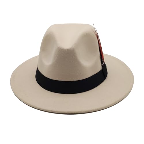 Image of Mens Fedora Hats Classic Wide Brim Fedora Hat for Women Men Dress Hats Panama Hat with Band