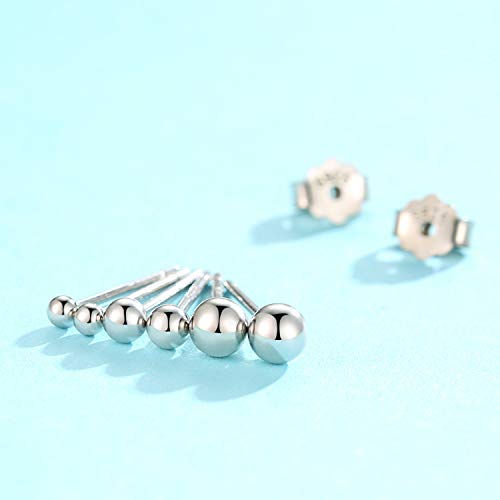 Sterling Silver Ball Stud Earrings Set Of 3 Pairs 2Mm 3Mm 4Mm Tiny Balls Earring Hypoallergenic Jewelry (Silver) #TOP3
