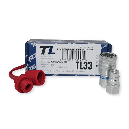 Image of 3 /8 inch SAE Thread Ag Hydraulic Quick Connect Coupler Set | 1 /4 inch Body Size | (9 /16 inch-18 ORB) | Tractor Attachments | ISO 5675 Heavy-Duty Poppet Style | Model TL33