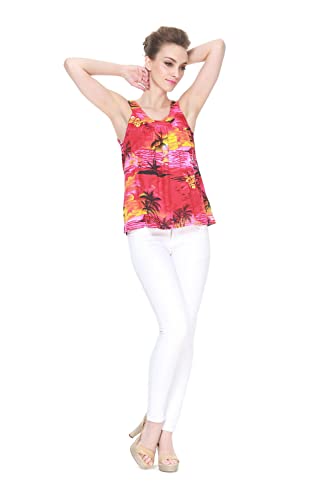 Image of Hawaii Hangover Family Matching Hawaiian Clothes, Sunset Red | Family matching Hawaiian outfits, Sunset Red, lightweight rayon, machine washable, tropical floral print, luaus, cruises