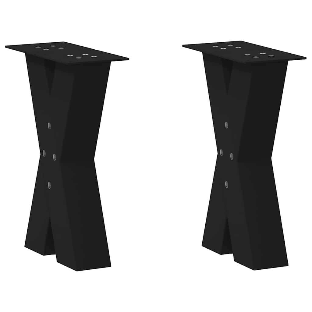vidaXL Coffee Table Legs X-Shaped 2 pcs Black 38x(42-43) cm Steel — image 1