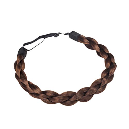 QUEYING Braids Women's Headband Hair Braid Natural Looking Synthetic Hair Piece Extension - Rose Gold Red Twist Bohemia Plaited (4A-10-12)