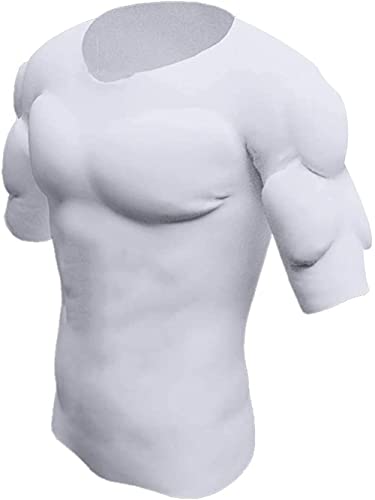 Men Padded Muscle Shirt Fake Chest Undershirts Enhancers Strong Shoulder Pads Underwear,White,M
