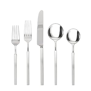 Fortessa Jaxson 18/10 Stainless Steel Flatware, Brushed/Mirrored Stainless Steel, 20 Piece Place Setting Service for 4