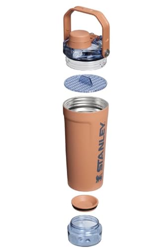 Image of Stnley Insulated Shaker Bottle with Leakproof Cap, Built-In Strainer, and Detachable Storage Jar, Terracotta