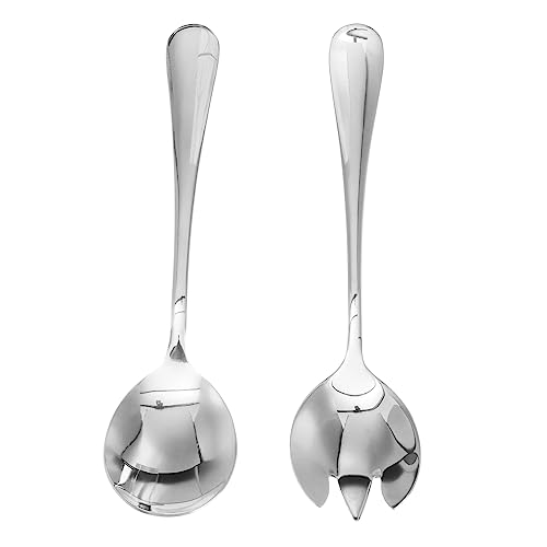 PartyKindom 2piezas Tenedor y Cuchara Inoxidable Juego Para Servir Ensaladas Para Hogar y Fiestas