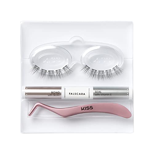 KISS Falscara D.I.Y. Lash Extension Starter Kit With 10 Eyelash Lengthening Wisps, Applicator and Bond & Seal lash adhesive