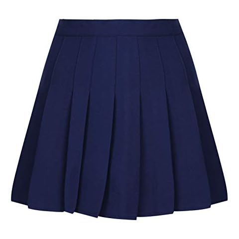 ranrann Mujer Mini Falda Plisada Azul Marino Cover
