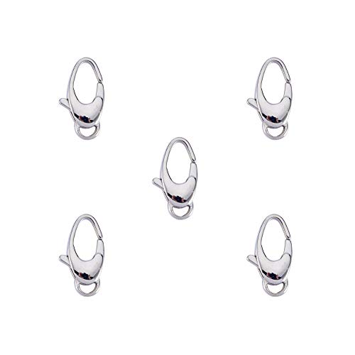 PandaHall Elite 5 Pcs 304 Stainless Steel Oval Shape Lobster Claw Clasps Size 20x10mm for Jewelry Making Findings