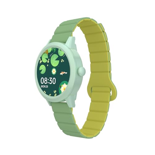 KAVVO Macaron 36mm Round Stylish Watch, 1.106'' AMOLED Retina Screen, Always-on Display, Silicone Magnetic Suction Strap, Female Health Record, Waterproof(Mint Green) by KAVVO - Used condition - US$25.73