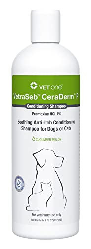 VetOne Dog Shampoo and Conditioner - VetraSeb CeraDerm Conditioning Shampoo for Dogs, Cat Friendly, Cucumber Melon Sensitive Skin Dog Shampoo, 8 oz.