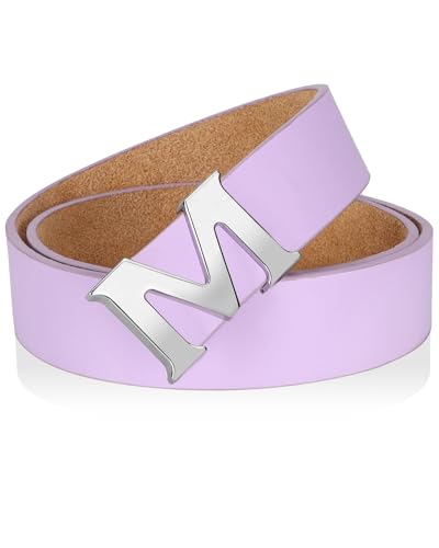 M Belt, Cosplay Leather Belt for Men Women Costume Jeans with Removable Buckle