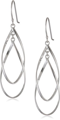 Amazon Essentials Sterling Silver Double Elongated Oval Twist French Wire Earrings, (previously Amazon Collection)