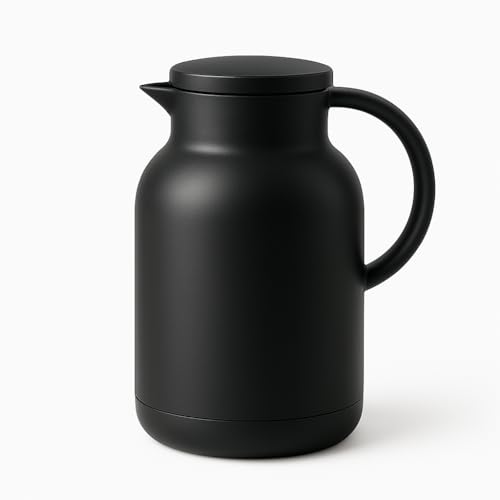 The Gold Victory Termo de 1 Litro, Diseño Minimalista con Asa, 28 cm de Alto, Metal, Tapa Antiderrames, para Café y Té