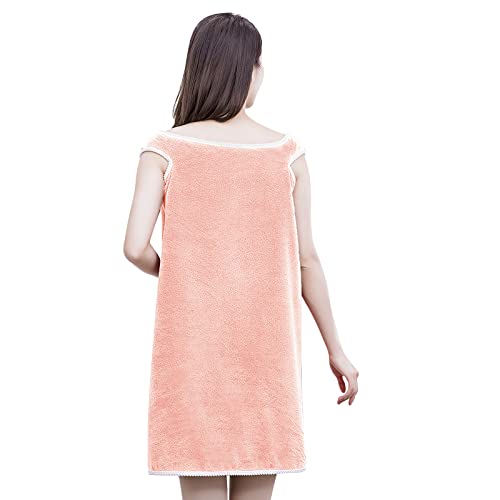 TINAYAUE Womens Bath Skirt with Snaps Soft Fluffy Coral Fleece Bath Towel Thick Strong Water Absorption Ladies & Girls Wearable Bath Towel Wrap Changing Room Bath Robe Quick Dry Beach Swimming Towels - Image 2