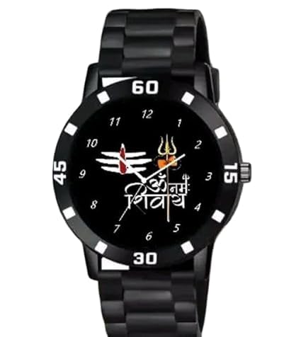 Black Metal Analog Wrist Watch for Men, Stainless Steel Strap, Lord Shiva Design Dial, Quartz Movement, Casual & Formal Wear-picture-41