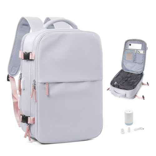Image of Vacuum Travel Backpack with Pump for Women Men, Carry on Air Backpack for Flight Approved, Personal Item Luggage Backpacks