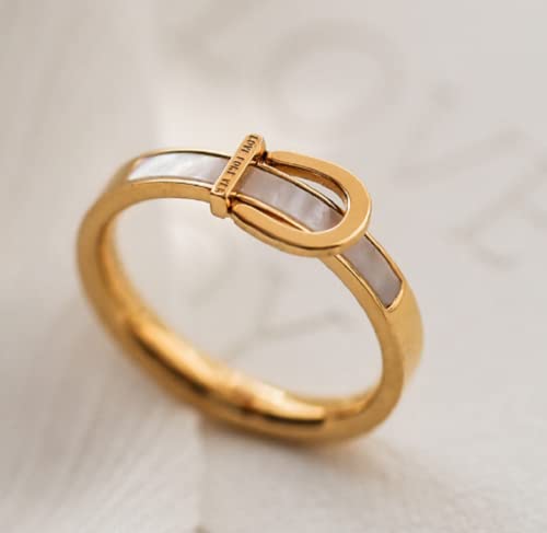 Awmnjtmgpw 18K gold belt buckle ring set with simple personality ring size 6-92