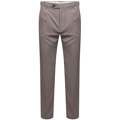 Off The High Street Men's Formal Trousers Suit Regular Fit Work Smart Pants Active Waistband (Natural, 40/35) Cover