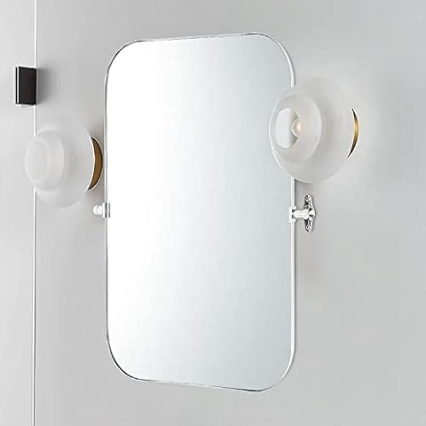 TEHOME 22x30'' Polished Silver Metal Framed Rectangular Pivoting Bathroom Mirror Chrome Tilting Rounded Rectangle Vanity Mirror for Wall Vertical Hanging Cover