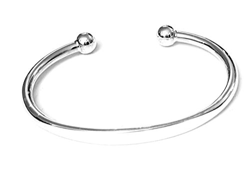 TreasureBay Pulsera de plata de ley 925 maciza para hombre, pulsera de plata lisa para hombre, 17cm, Plata de ley, sin piedra Cover