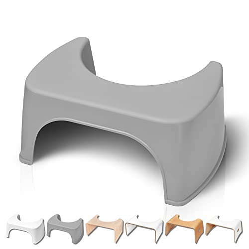 Well Care Tabouret de Toilette Physiologique Gris - Fabriqué en France en Plastique Recyclé - Marche Pied WC pour Adulte - Petit Banc Repose Pied pour Adopter la Position Squatty Anti Constipation