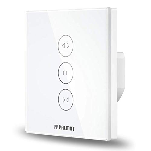PALMAT Interruptor Control plus Inteligente de persianas y puertas automáticas – Control de voz para puertas motorizadas, Adapto para enrollables, Compatible con Alexa y Google Home (1 piezas, Blanco)
