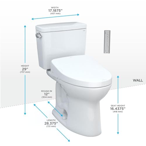 Image of TOTO Drake WASHLET+ Two-Piece Elongated 1.6 GPF TORNADO FLUSH Toilet with S550e Bidet Seat, Cotton White - MW7763056CSG#01