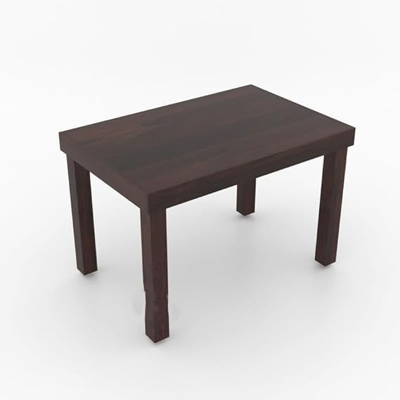 Image of Solid Sheesham Wood 4 Seater Dining Table with Printed Coushined Chairs for Home Dinning Room Kitchen Cafeteria Solid Wood Dining Set Furniture (Walnut Finish) | 114 x 76 x 76 Cm