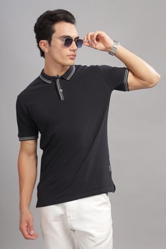 Image of ADRO Polo T Shirt for Men | Black Polo T-Shirt | 100% Cotton Polo Tshirt | Regular Fit Polo| Available in Plus Size Polo