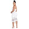 Women's Casual Summer Sleeveless Ruffle Mermaid Bodycon Midi Dress White… X-Large